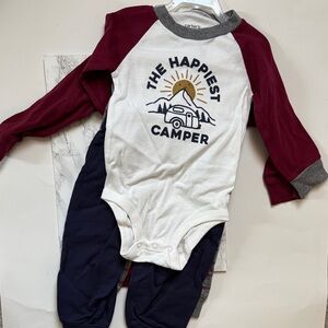 Carter's Maroon Explorer Baby Outfit 2 body suits and 2 bottoms